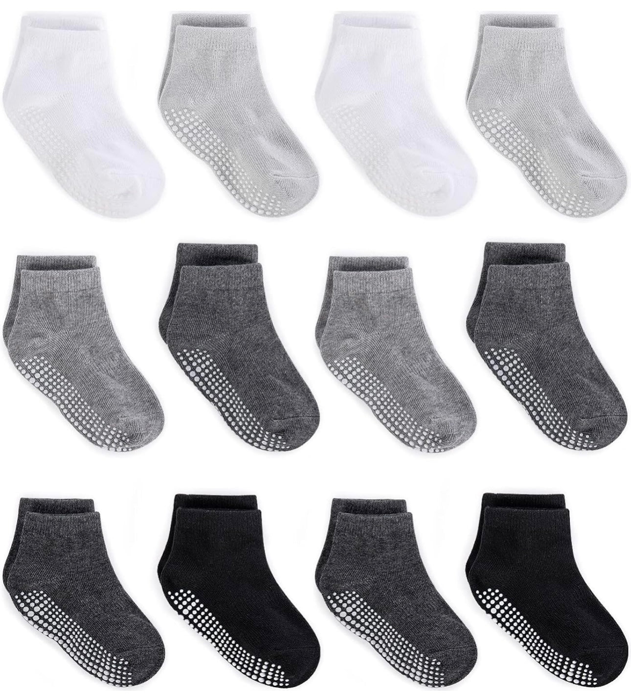 Zaples Baby Non Slip Grip Ankle Baby Socks With Non Skid Soles - 12 Pairs