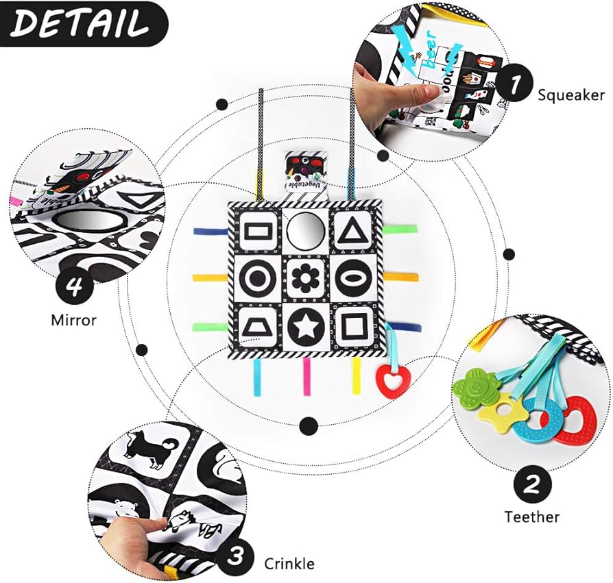 Teytoy Black & White High Contrast Baby Tummy Time Square Mats