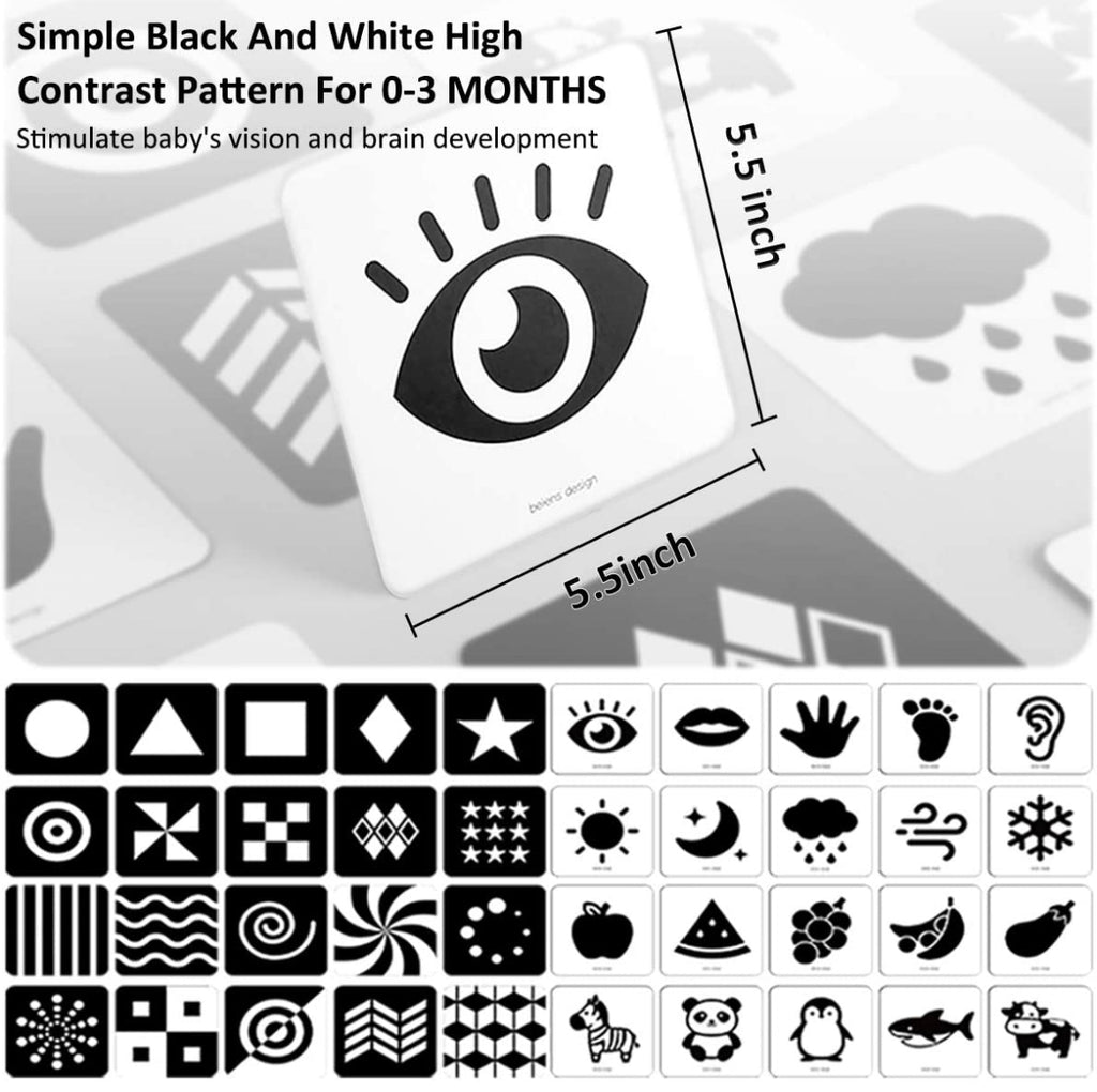 Beiens Visual Stimulus 20 Durable Double Sided Cards For 0-3 Months