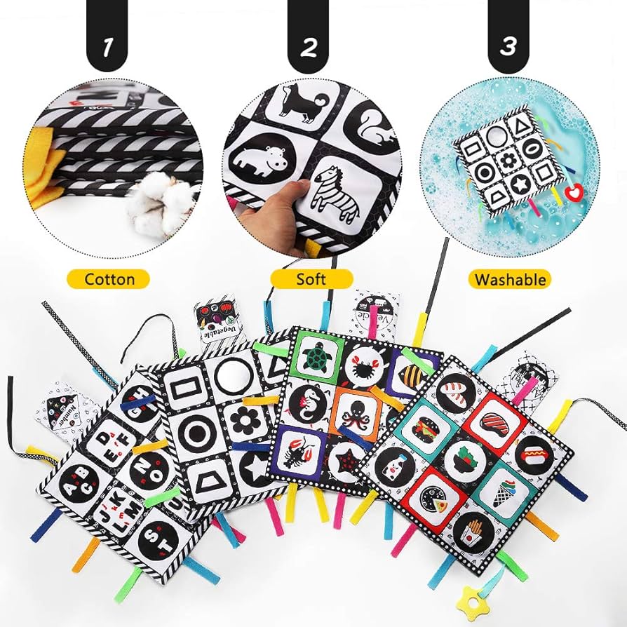 Teytoy Black & White High Contrast Baby Tummy Time Square Mats