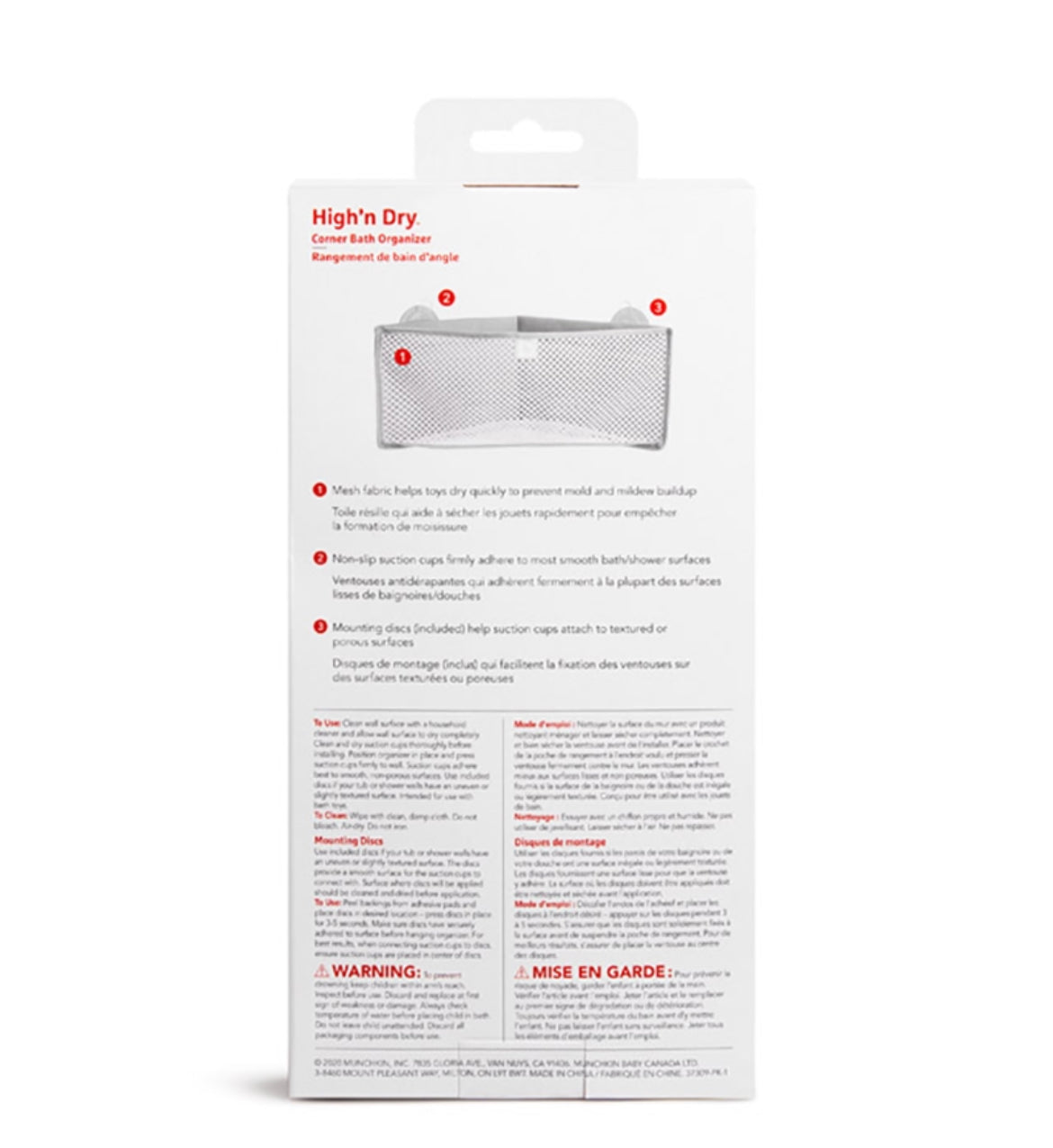 Munchkin High 'N Dry Corner Bath Organizer - Grey