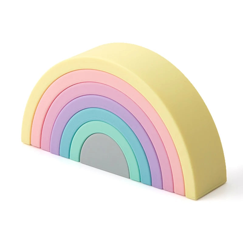 مكعبات سيليكون بألوان قوس المطر للأطفال