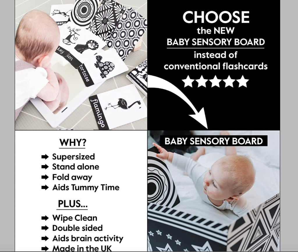 My Little Learner Black & White High Contrast Baby Sensory Fold Out Board Book