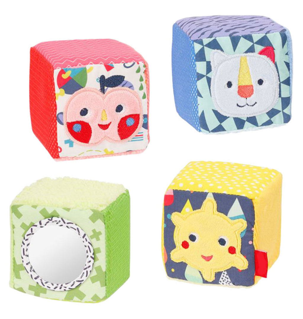 A Thousand & One Cuddles Set Of 4 Colorful Cloth Cubes
