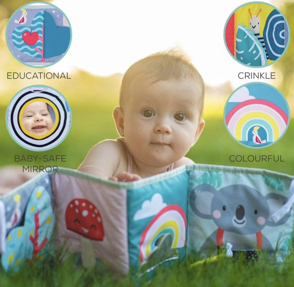 كتاب أطفال ناعم على شكل كوالا  يُعلق على عربة الأطفال.