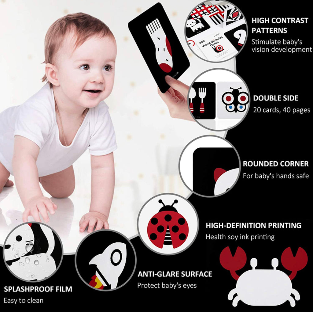 Beiens Visual Stimulus 20 Durable Double Sided Cards For 3-6 Months