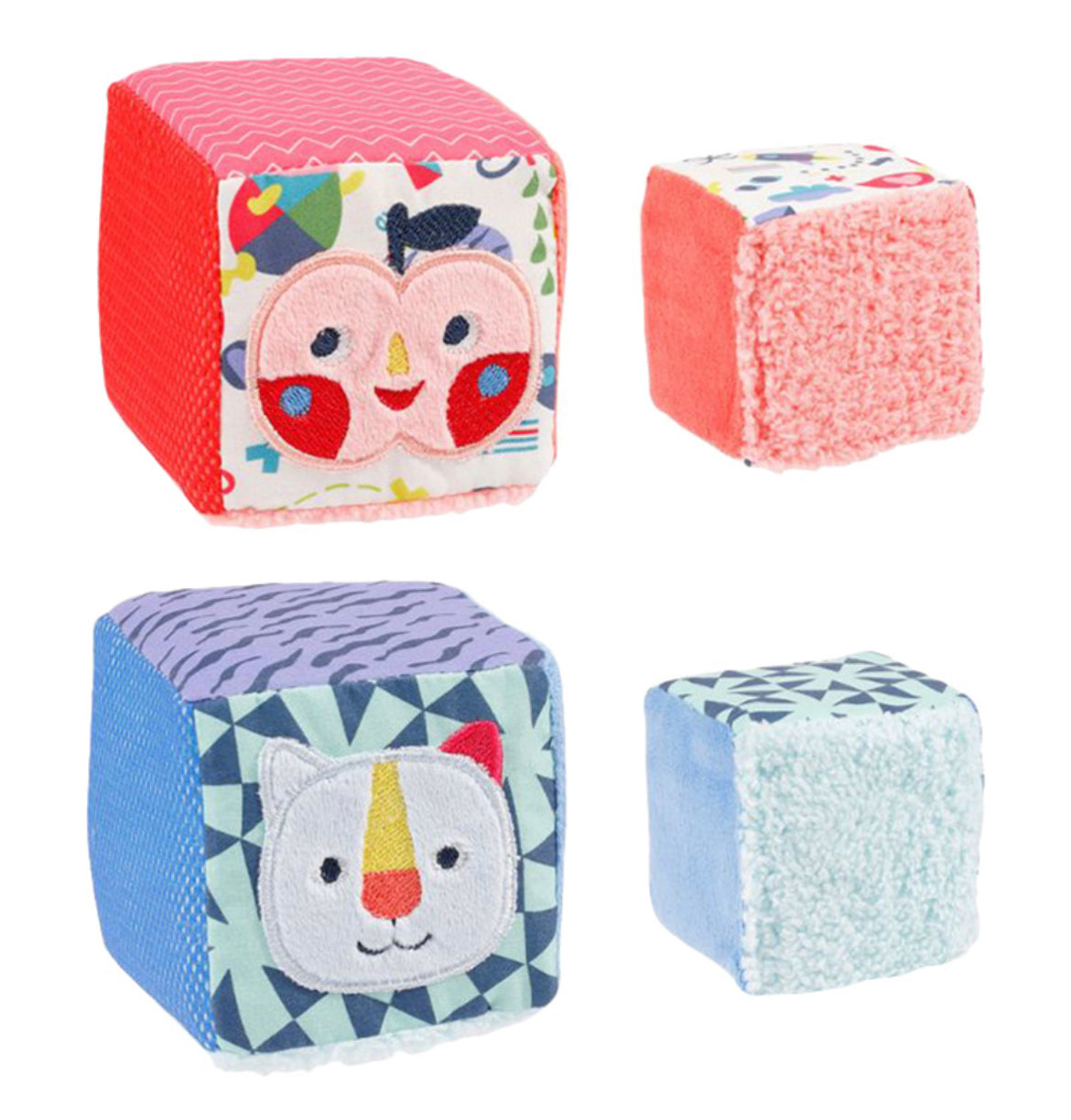 A Thousand & One Cuddles Set Of 4 Colorful Cloth Cubes