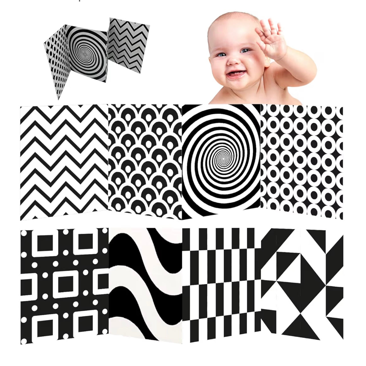 Repeak Sensory Stand Up Board - Black & White High Contrast Shapes