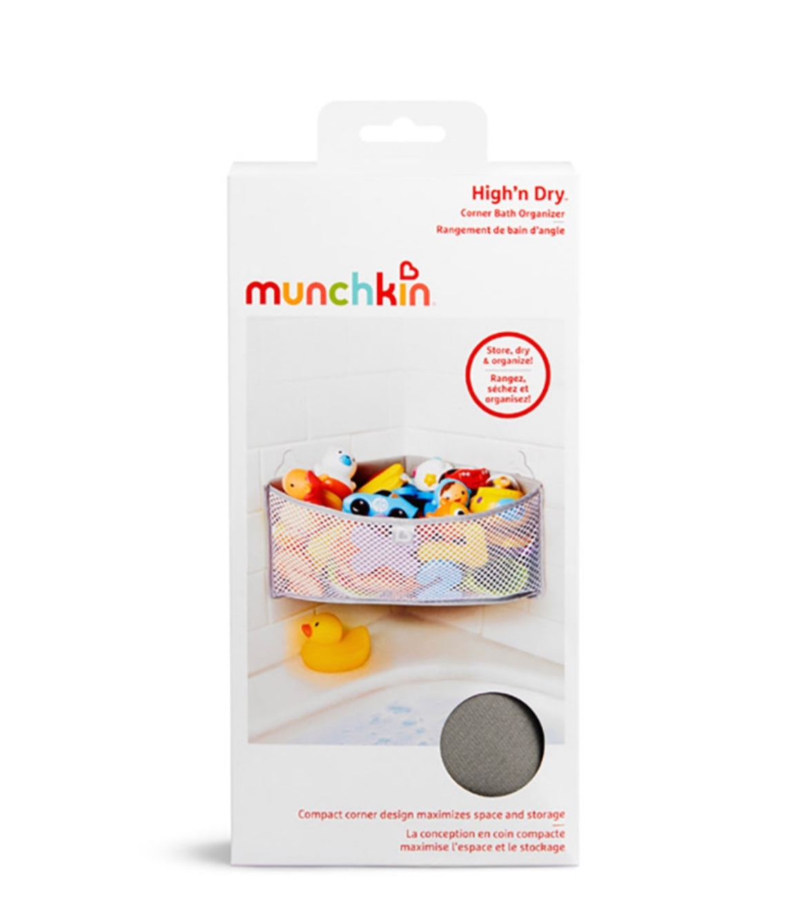 Munchkin High 'N Dry Corner Bath Organizer - Grey